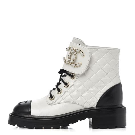 chanel black and white combat boots|chanel combat boots 2019.